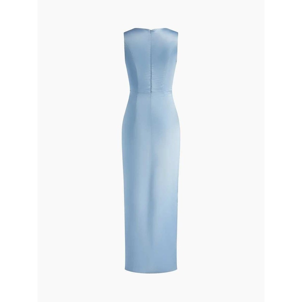 Commense Light Blue Sleeveless Formal Dress Scalloped V Neck Slit Occasion XS - Picture 17 of 17